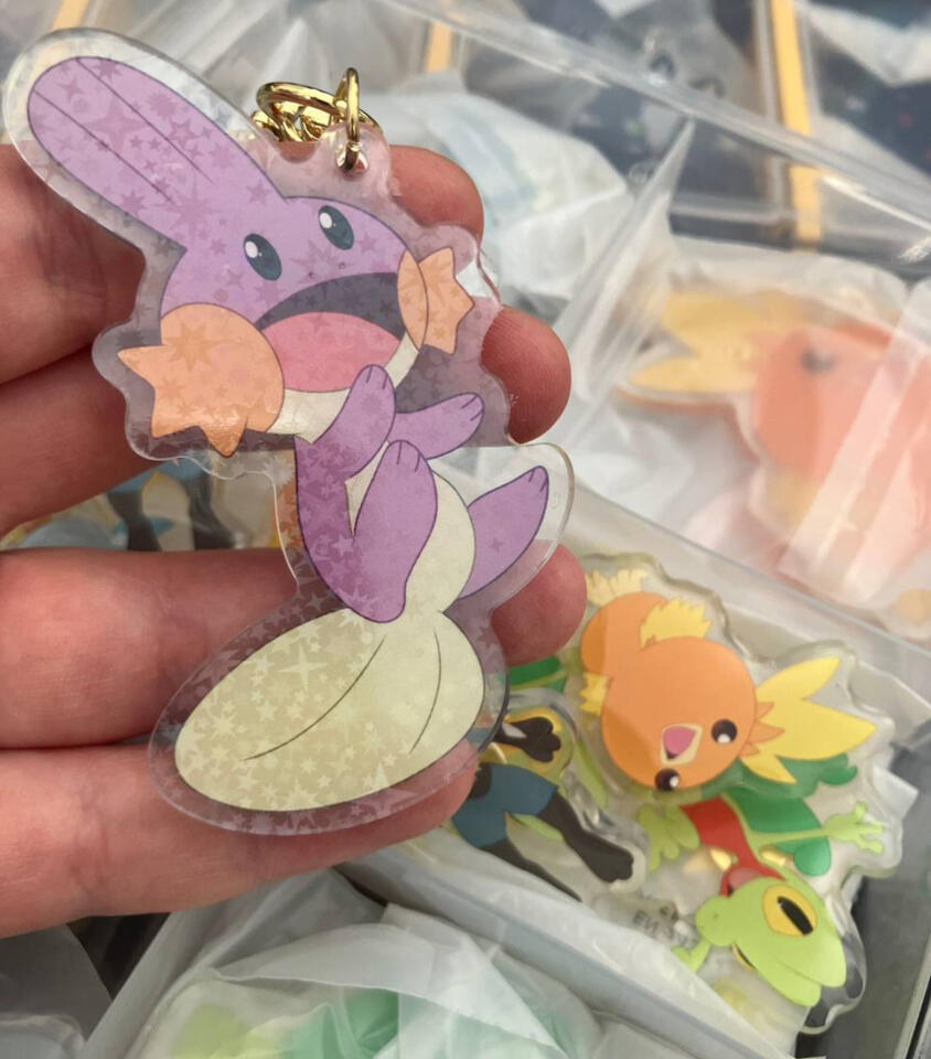 Keycharm with one shiny side